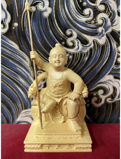 京綸 3寸6 坐姿 沙淘太子 三太子 神像 精緻工藝 居家擺飾 祈福納祥 保平安, 1個