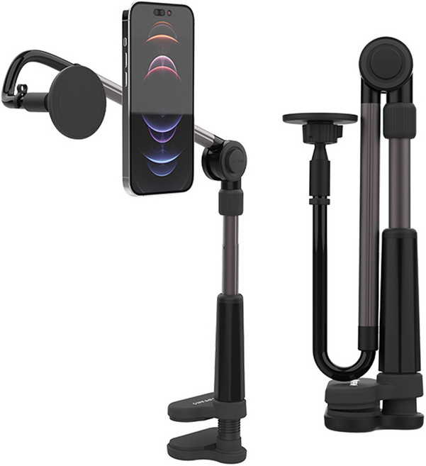 VIPFAN S 맥스탠드 스마트폰 거치대 맥세이프 자바라, 블랙, 1개