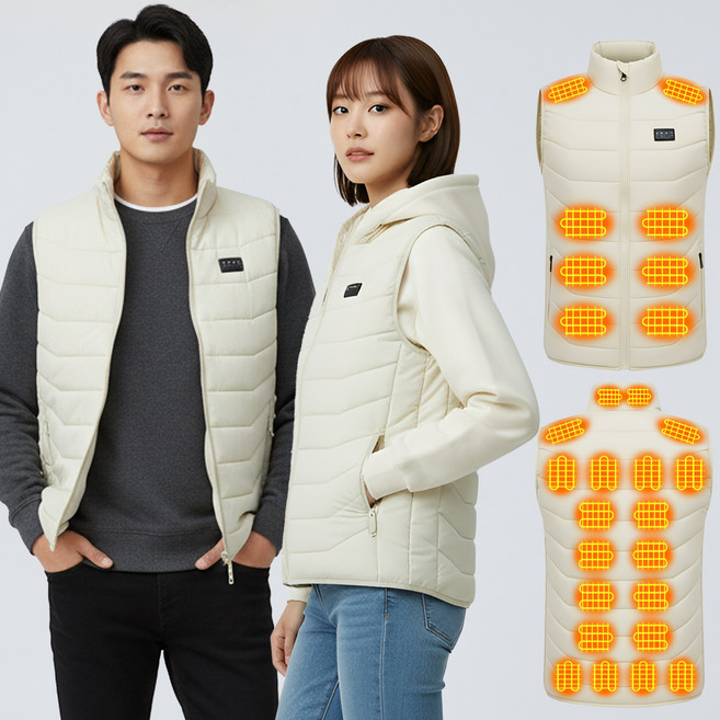 [KC인증] 남녀 공용 발열조끼 USB 발열구역 28개 온열조끼 열선조끼 골프 낚시 작업복-HA04