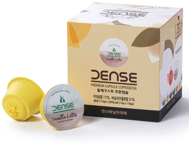 덴스 돌체구스토 호환 캡슐커피 바닐라 라떼 15개입, 1개, 14g