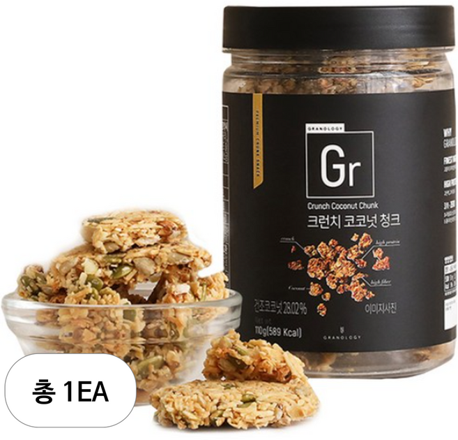 그라놀로지 크런치 코코넛 청크, 110g, 1개
