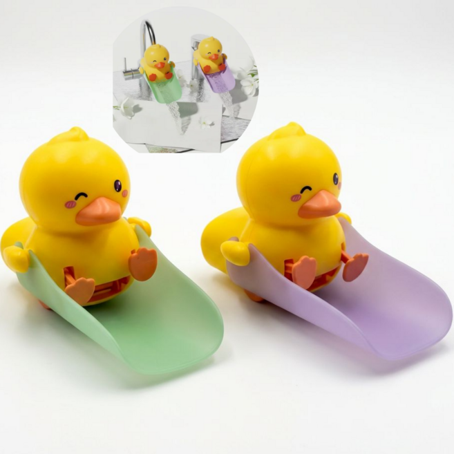 디비언트 세면대 오리 수도 꼭지 연장탭, 1개, 그린+퍼플