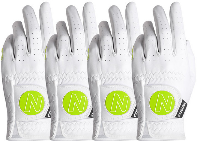 네오글러브 JS001 올양피 주니어 왼손 골프장갑 여성 작은손 14호~17호 4장세트, 화이트, 4개