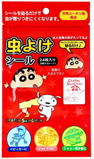 日本 兒童防蚊貼紙 天然尤加利油 蠟筆小新 Hello Kitty 24入, 1個