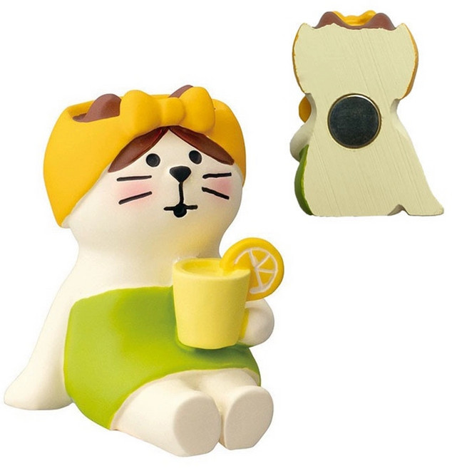 일본식 ZAKKA 귀여운 고양이 입체 냉장고 자석 미니어쳐 피규어 장식품, 02 레몬에이드 한잔