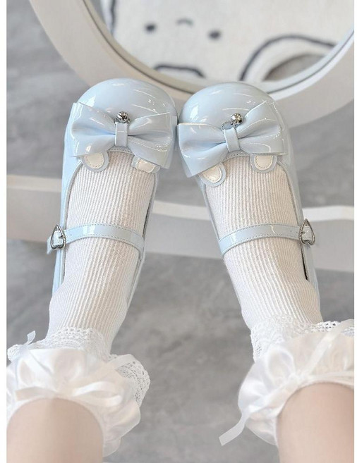 로리타 구두 리본 둥근코 낮은굽 JK 제복 학생화 단화