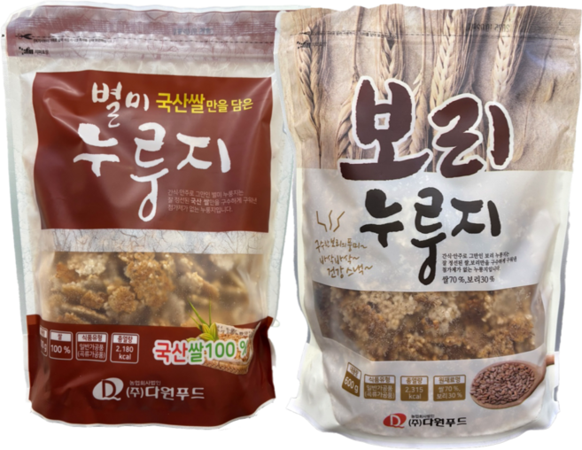 [다원푸드] 별미누룽지(국산) 600g + 보리누룽지 600g, 2개
