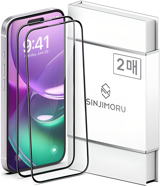 신지모루 풀커버 하이브리드 강화유리 휴대폰 액정보호필름 2매입, 1세트