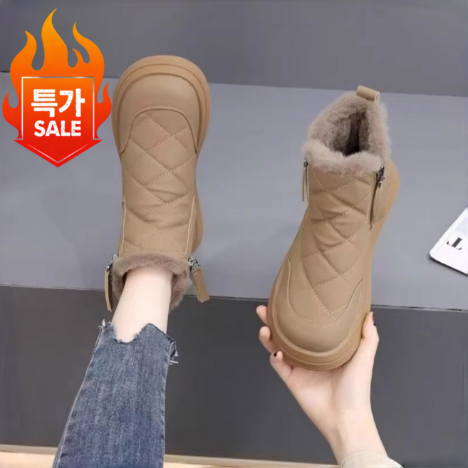 ZAJA여성 플리스 키높이 겨울 부츠 가볍고 미끄럼 방지 스노 부츠