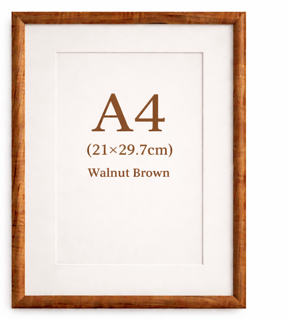 하스몰 고급 라운드 액자 프레임 내지 매트보드 포함, 1개, 월넛 브라운