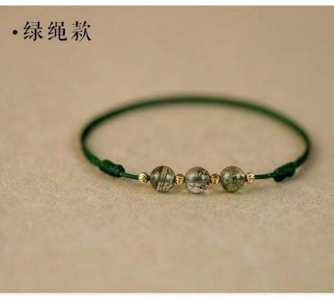 綠幽靈水晶 招財腳鏈 女 紅繩轉運珠 情侶 閨蜜禮物 腳繩 腳環