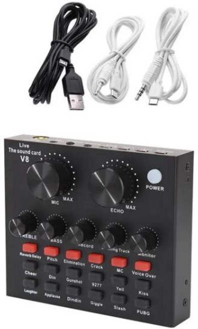 V9 사운드 카드 오디오 세트 인터페이스 외부 USB 웹캐스트 스튜디오 라이브 마이크 전화 컴퓨터용 블루투, 02 V8