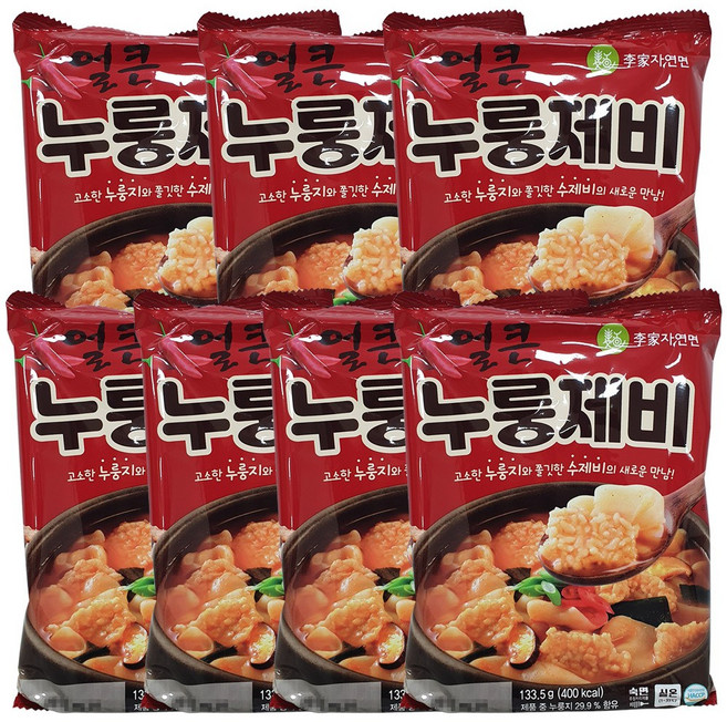 이가자연면 얼큰 누룽제비 수제비, 133.5g, 7개
