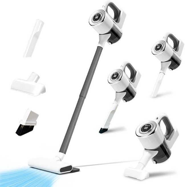 RichMagic 핸디형 4 in 1 무선청소기 LED 강흡입력 디지털 디스플레이 다용도 진드기제거/ 청소/가정용/차량용, 화이트