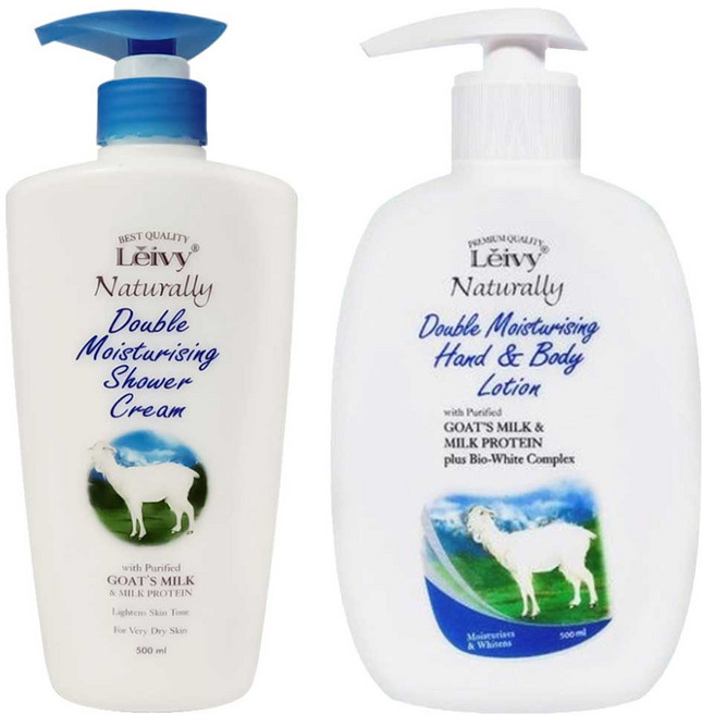 레이비 산양유 더블 모이스처링 샤워 크림 500ml + 더블 모이스처링 핸드 앤 바디 로션 500ml, 1세트