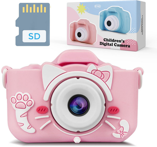 RTeG 리본고양이 어린이 디지털 카메라 + SD카드16G 세트 KD1000, KD1000(인디핑크), 1개