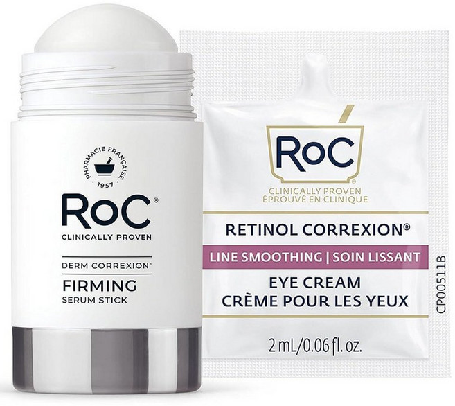 RoC Derm Correxion 립 볼류마이저 - 히알루론산 및 비타민 E + 라인 스무딩 아이 크림 패킷이 함유된 플럼퍼 펩타이드 트리트먼트 142051, Firming Serum Stick