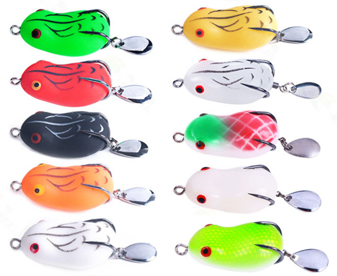 YF 예피싱 개구리 루어 8g/13g 프로그웜 미끼 탑워터 포퍼 민물 배스 가물치, YF-스핀 프로그웜 10종, 1세트, 8g