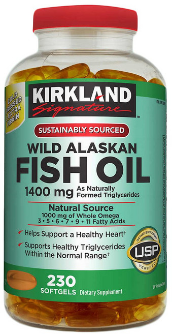 [정품 미국 배송] 커클랜드 와일드 알라스칸 피쉬오일 1400mg 230정(소프트젤) 천연 오메가 Kirkland Wild Alaskan Fish Oil 230sgels, 1개, 230정