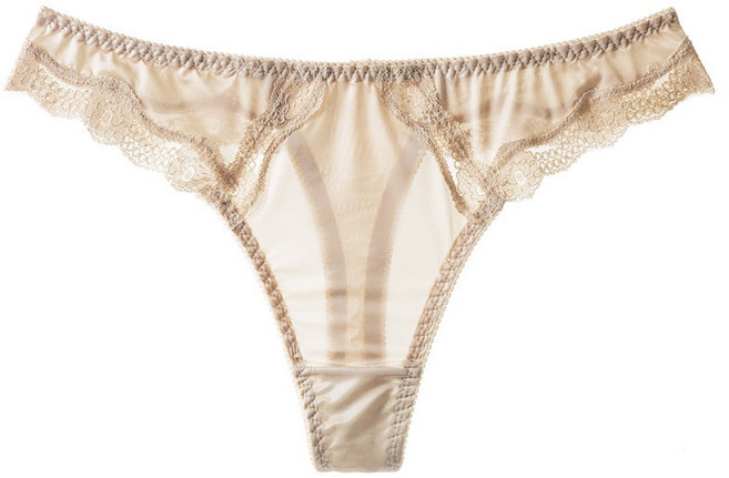 冰絲無痕涼感運動健身丁字褲, 杏色,M【腰圍60，褲長20公分】