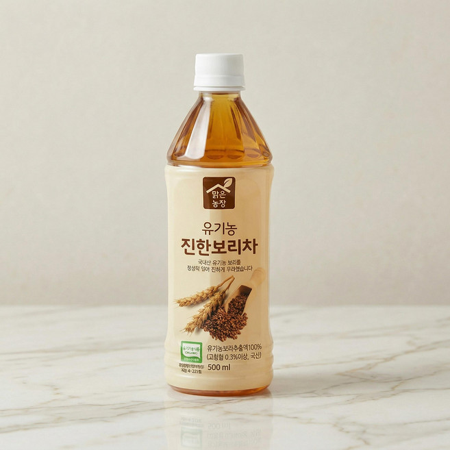 맑은농장 유기농 보리차 구수한맛 아기 추천템 수분보충 데일리음료 보리차 건강음료 국산보리 순한맛 진한 500ml 20개입, 20개