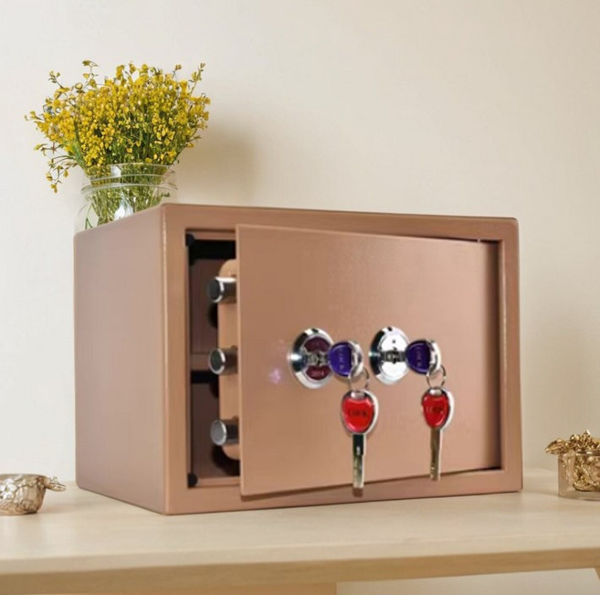 가정용 소형 금고함 방화 도난방지 열쇠 잠금 장치 스틸 재산 증명서 보관함 안전 캐쉬박스 금고, 강철판 상자 소형 열쇠 레드