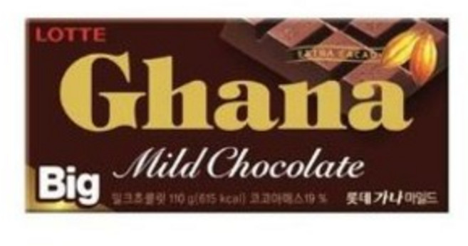 롯데제과 가나 빅마일드 초콜릿, 110g, 15개