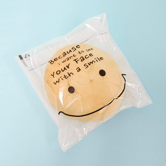 소보로빵 단팥빵 비닐 포장지 스마일 OPP 접착 봉투 화이트 13x17 300장