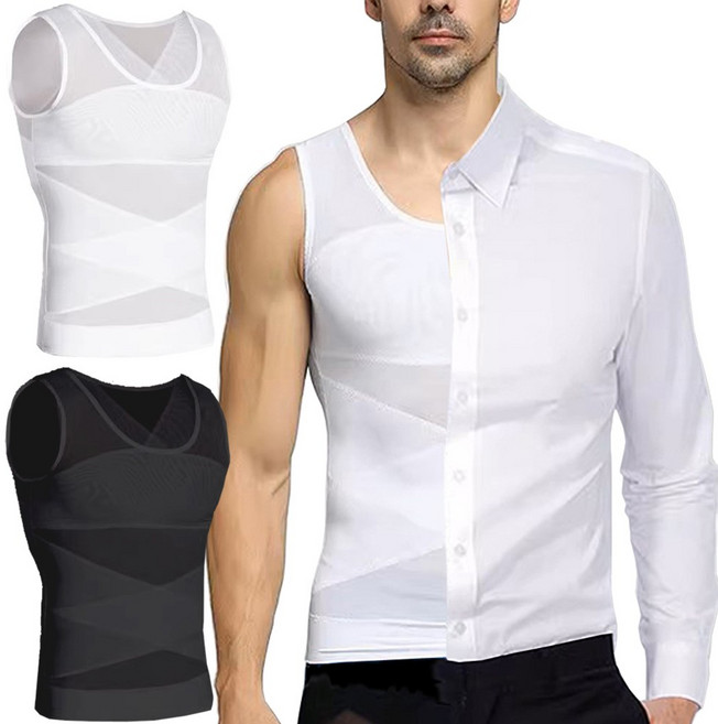 라온피플 시원한 인견 남성 가슴 뱃살 옆구리 어깨 보정런닝 보정나시 여유증 보정