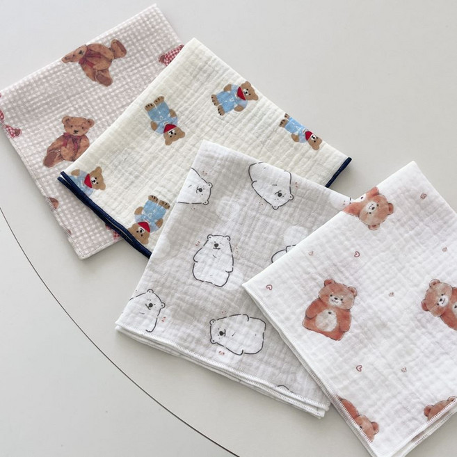 놀리아 온니베어 곰돌이 손수건 4장 세트