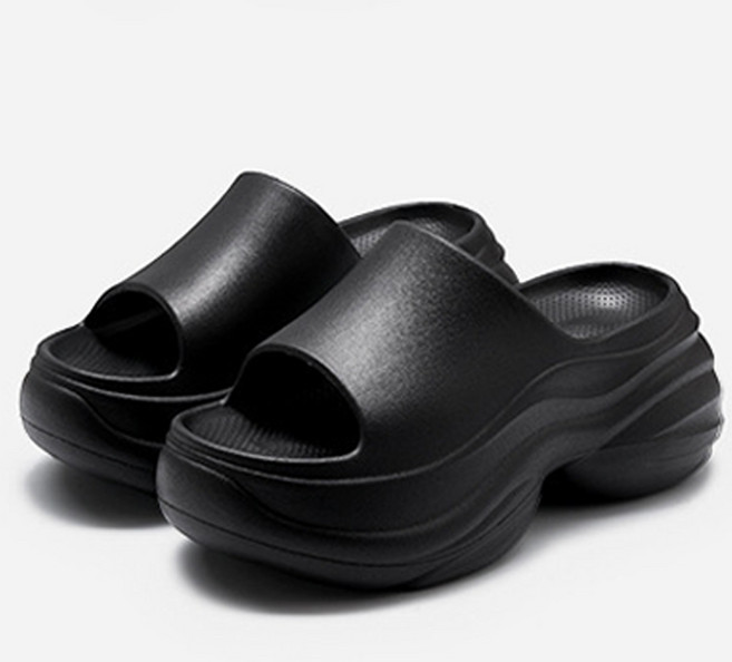 아트조이 EVA 플랫폼 슬리퍼 7cm 볼륨굽 키높이 데일리 슈즈, 1개, 블랙