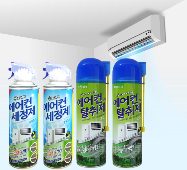산도깨비 에어컨세정제 330ml 2개+탈취제 300ml 2개, 4개, 1.26L