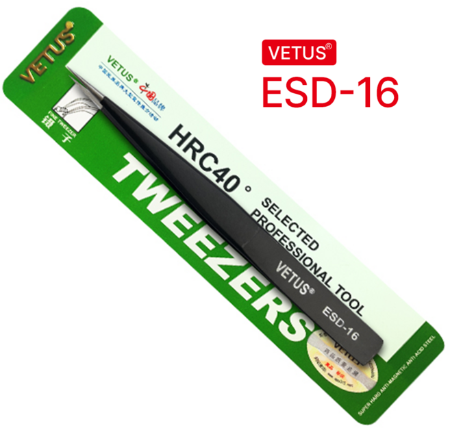 VETUS 일자형 핀셋 ESD-16, 1개