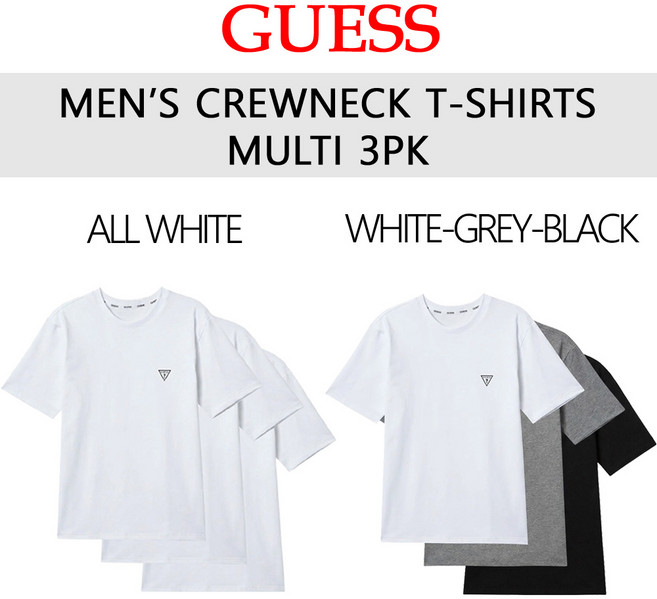 [GUESS][정품] 게스 남성 데일리 크루넥 반팔티 3p세트 (멀티구성/데일리룩)