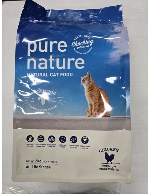 퓨어네이쳐 고양이 치킨 사료=, 헤어볼 예방, 2kg, 1개