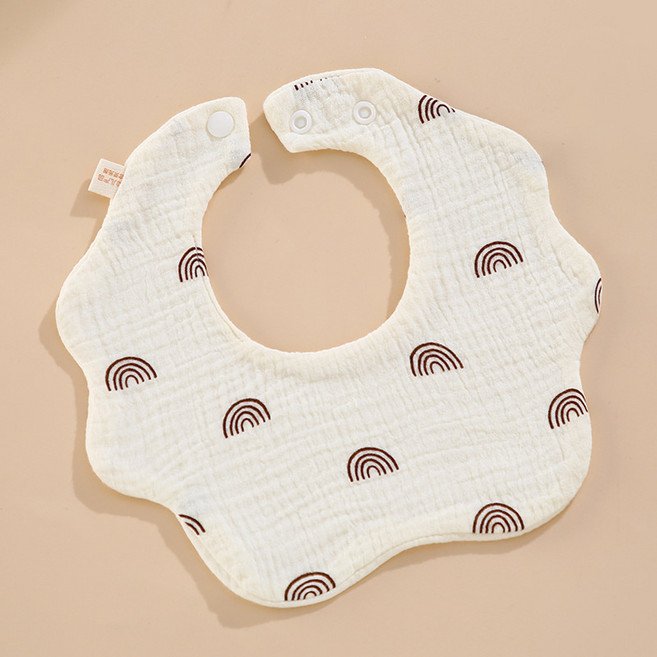 嬰兒卡通純棉a類圍嘴寶寶六層紗布吸水口水巾兒童新款圓形圍兜, 1個, 1個裝, 【彩虹】花瓣圍嘴:如圖