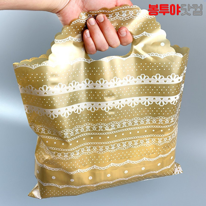 봉투야닷컴 LD PE 40호 비닐쇼핑백 40x49cm 50장, 레이스-골드
