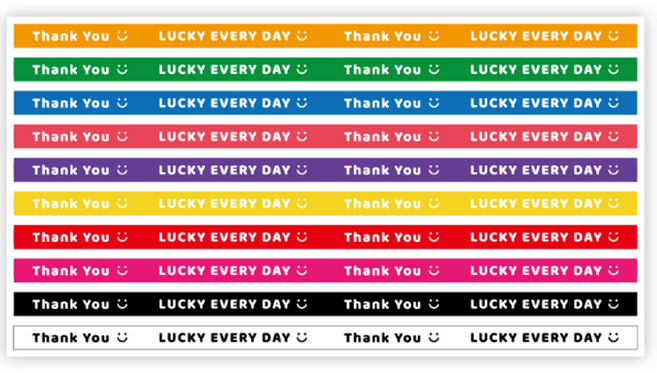 땡큐 도시락 띠지 롱스티커, 100개, 레인보우