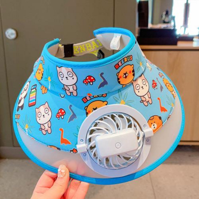 모자선풍기 선풍기모자 어린이 모자 큰 챙 냉각 충전식 팬 모자 여아 남아 태양 봄 여름 야외 조절 가능한 바이저 베이비 캡, 3) 7 - 50-54cm, 7