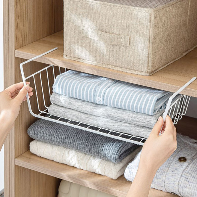 [플러스리빙] 싱크대 상부장 선반걸이 정리대 거치대 건조대 씽크대 공간활용 걸이형 무타공 스틸 걸이, 화이트, 1개