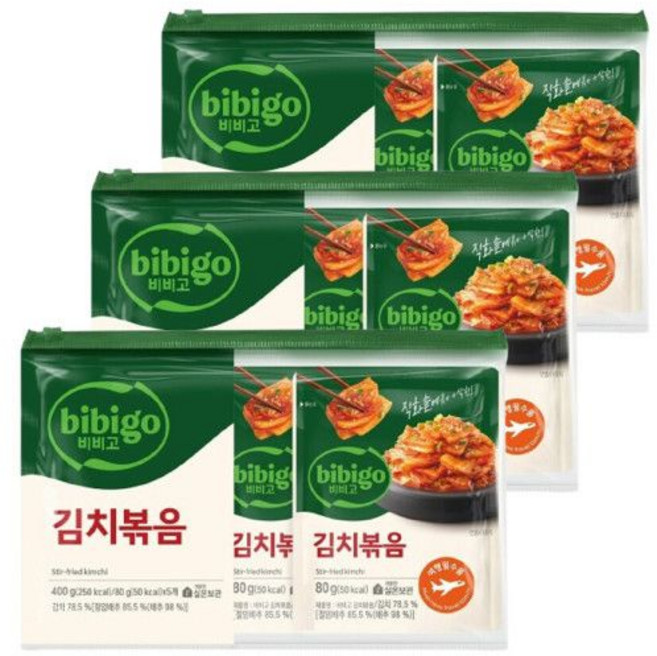 비비고 김치볶음 80G 5입 3개 (총 15개), 15개