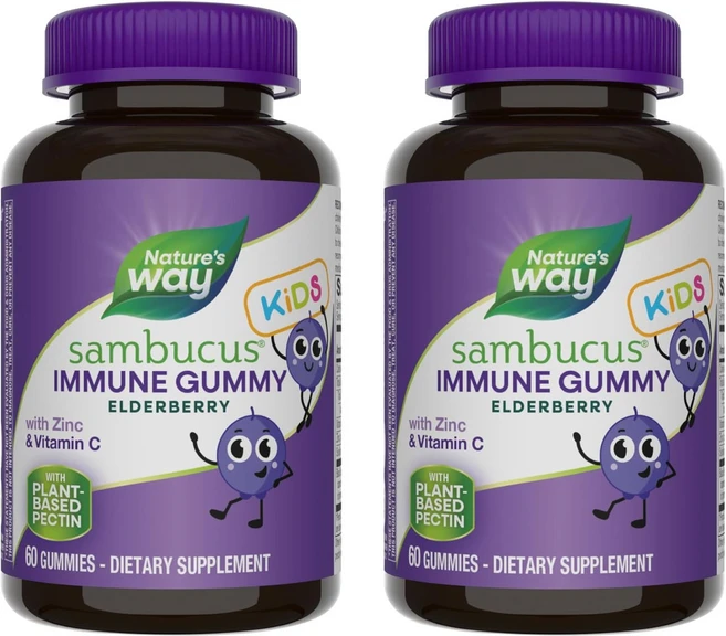 네이쳐스웨이 어린이 삼부커스 이뮨 엘더베리 아연 & 비타민 C 구미, 60정, 2개 - 쿠팡