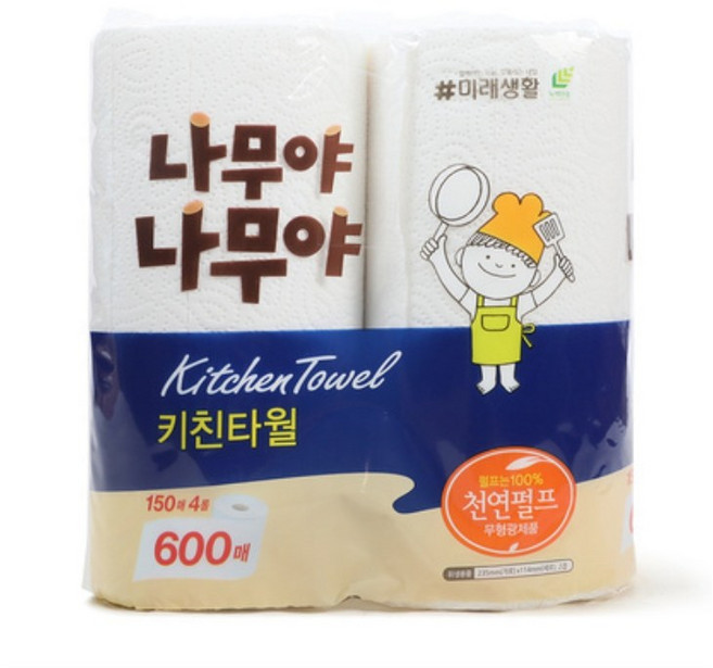 나무야나무야 천연펄프 키친타올 150매, 4개입, 40개
