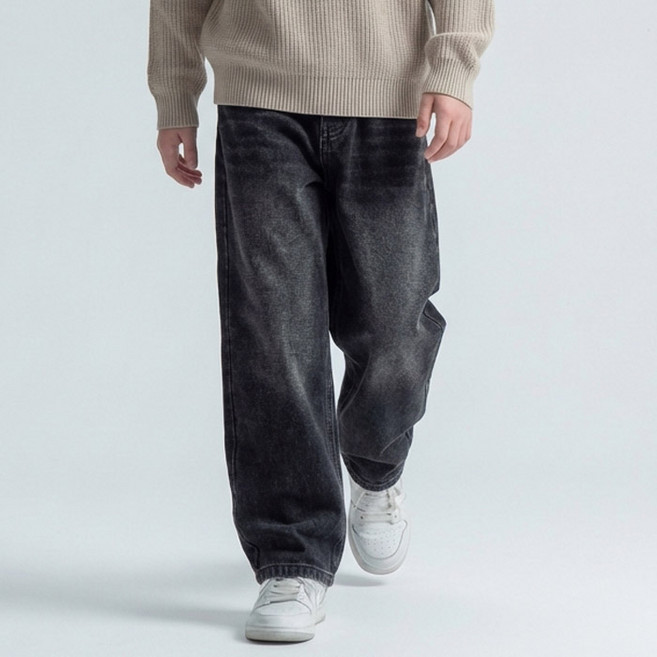 주니어용 아동 봄 로우워싱 청바지