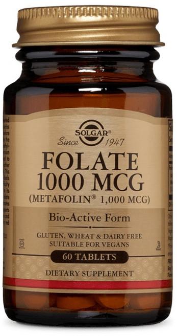 솔가 폴레이트 1000mcg 글루텐 프리 비건 무설탕 타블렛, 60정, 1개
