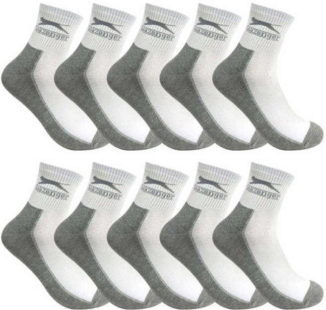 슬레진저 남자 스포츠 로고 중목 양말 10켤레, 투톤화이트, 10개