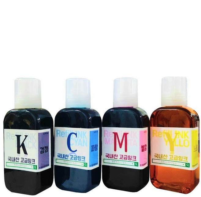 4색세트 국내산 호환 삼성잉크 SL-T1672W J1560W T1670W T1673W T2270W 무한 리필 150ml, 1세트, 삼성320ml (검노파빨)세트 학원/병원 대량출력 추천
