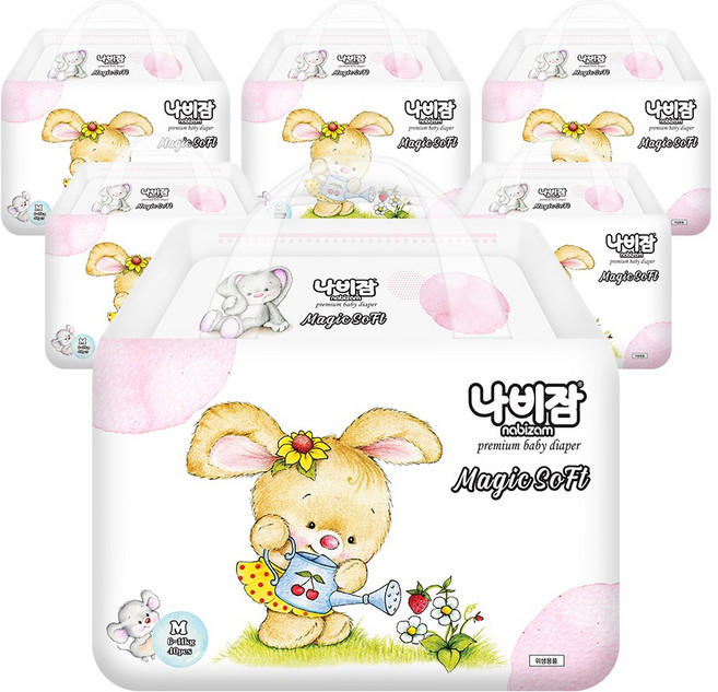 나비잠 매직소프트 기저귀 아동공용 중형(6~11kg) 밴드형, 중형(M), 240매