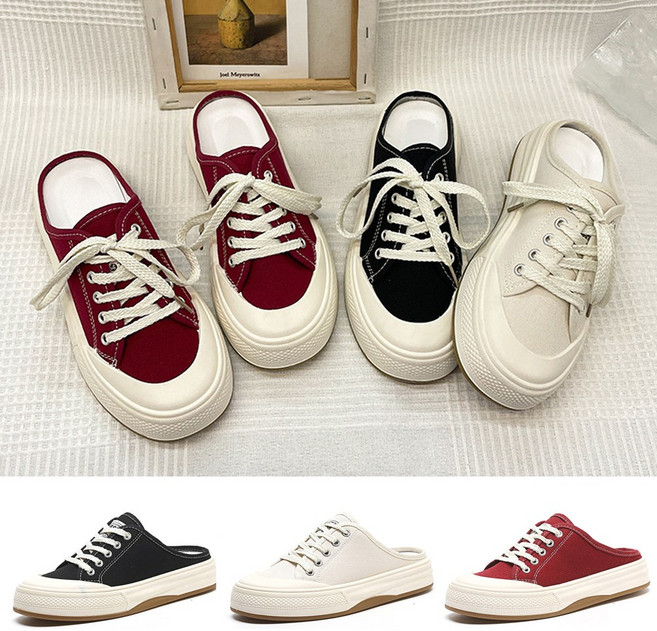 여성 3cm 캔버스화 뮬 슬리퍼 블로퍼 학생 운동화 키높이 컴버스 발편한 스니커즈