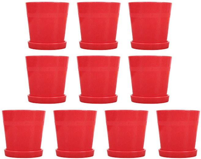 모두다 담따 플라스틱 화분 베이직 미니, 10개, 레드